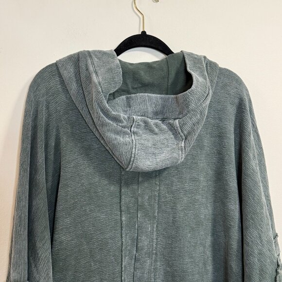 Mono B Women's S/M Sage Green Hooded Pullover with Kangaroo Pocket & High-Low He - Picture 6 of 7